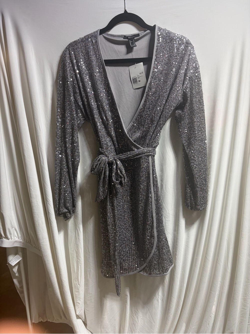Forever 21 Silver Sequin Wrap Robe